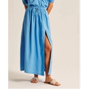 Abercrombie & Fitch Resort Tie Waist Mazi Skirt SZ M Light Blue NWOT 75654